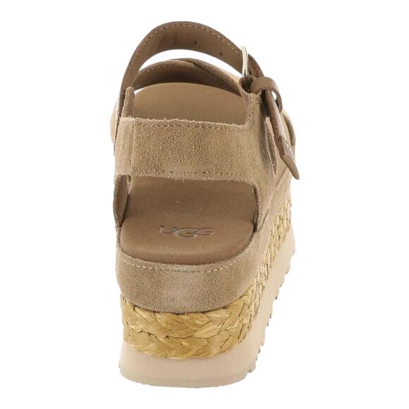 UGG Women's Aubrey Buckled Strappy Platform Suede Sandals Beige Size 9 1/2 - Picture 3 of 5